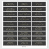 Elegantes Gold-Script auf schwarzer Gästeliste Aufkleber (Blatt)