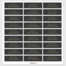 Elegantes Gold-Script auf schwarzer Gästeliste Aufkleber