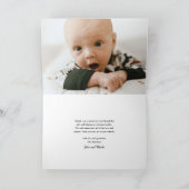 Elegantes Gold Script Baby Foto Dankeskarte (Innenseite)