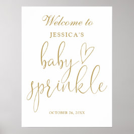 Elegantes Gold Script Baby Sprinkle Begrüßungszeic Poster