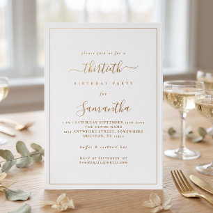 Elegantes Gold Script Border 30. Geburtstag Party Einladung