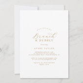 Elegantes Gold Script Brunch & Bubbly Brautparty Einladung (Vorderseite)