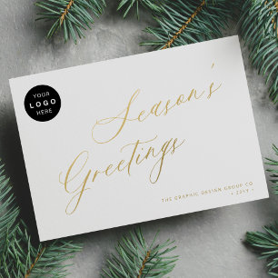 Elegantes Gold Script Business LOGO Unternehmen Feiertagskarte
