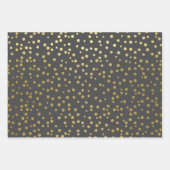 Elegantes Gold Script & Confetti Schwarzes Weihnac Geschenkpapier Set (Vorderseite 3)