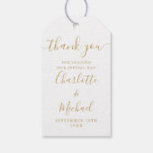 Elegantes Gold Script Dankeschön Gastgeschenk Hoch Geschenkanhänger (Rückseite)