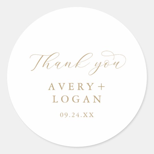 Elegantes Gold Script Dankeschön Gastgeschenk Hoch Runder Aufkleber (Vorderseite)