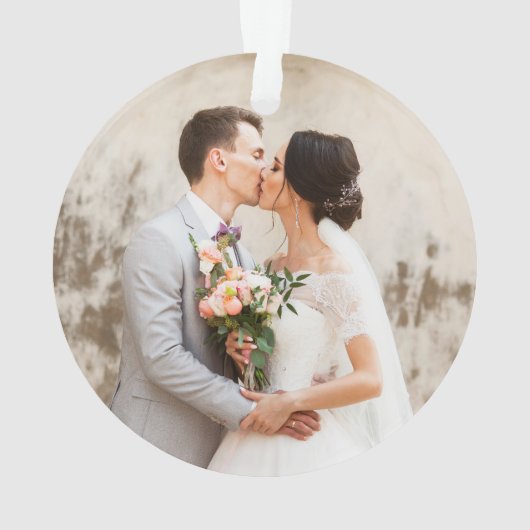 Elegantes Gold Script First Christmas 2 Foto Ornament (Rückseite)