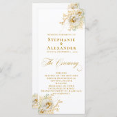 Elegantes Gold Script Floral Wedding Programm (Vorne/Hinten)