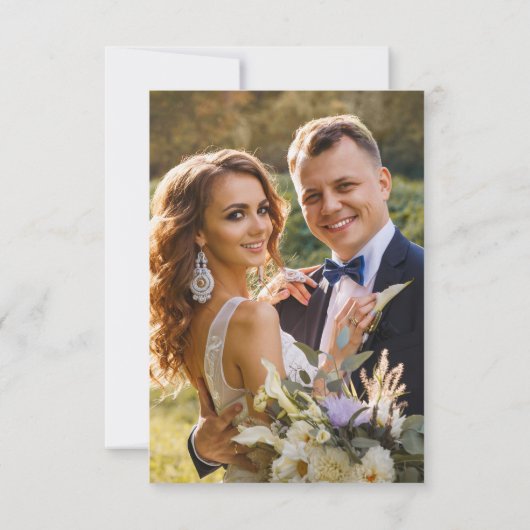 Elegantes Gold Script Foto Hochzeit Dankeschön Kar Dankeskarte (Rückseite)