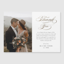 Elegantes Gold Script Foto Hochzeit Dankeschön Kar Magnetkarte