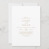 Elegantes Gold Script Foto Hochzeit Einladung (Vorderseite)