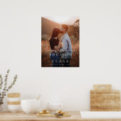 Elegantes Gold Script Foto Hochzeit Willkommen Poster (Küche)