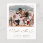 Elegantes Gold Script Foto Hochzeitsempfang (Vorderseite)