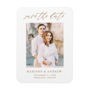 Elegantes Gold Script-Foto Save the Date Magnet