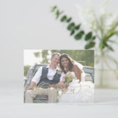 Elegantes Gold Script Foto Vielen Dank Postcard Postkarte (Stehend Vorderseite)