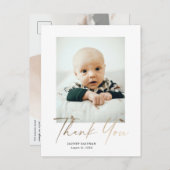 Elegantes Gold Script Foto Vielen Dank Postkarte (Vorne/Hinten)
