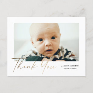 Elegantes Gold Script Foto Vielen Dank Postkarte