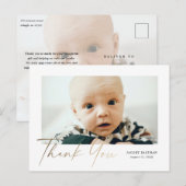 Elegantes Gold Script Foto Vielen Dank Postkarte (Vorne/Hinten)