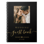 Elegantes Gold Script Foto Wedding Gästebuch Notizblock (Vorderseite)