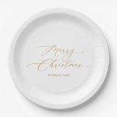Elegantes Gold Script "Frohe Weihnachten" Pappteller (Vorderseite)
