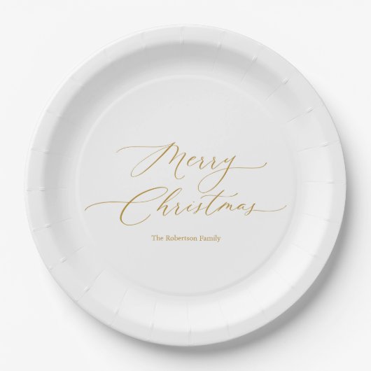 Elegantes Gold Script "Frohe Weihnachten" Pappteller (Vorderseite)