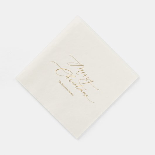 Elegantes Gold Script "Frohe Weihnachten" Serviette (Ecke)