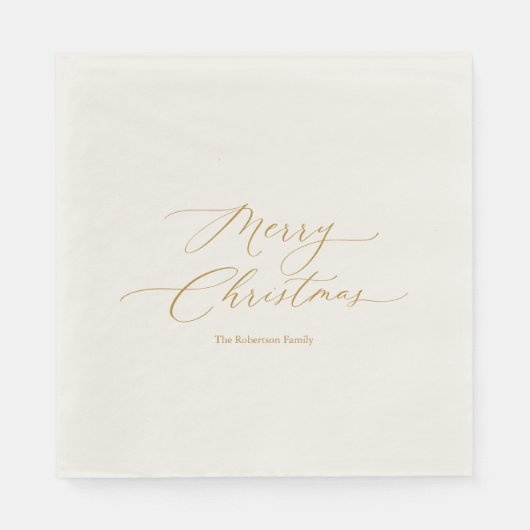 Elegantes Gold Script "Frohe Weihnachten" Serviette (Vorderseite)
