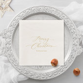 Elegantes Gold Script "Frohe Weihnachten" Serviette