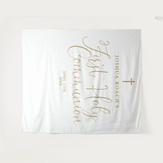 Elegantes Gold Script Hintergrund Wandteppich (Vorderseite (Horizontal))