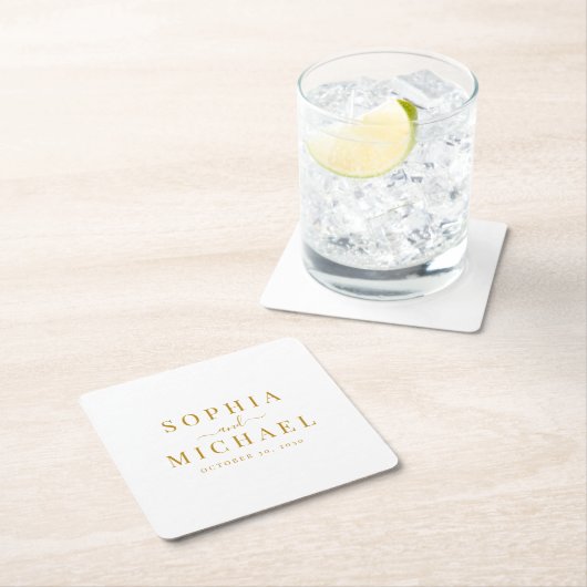 Elegantes Gold Script Hochzeit Probe Dinner Rechteckiger Pappuntersetzer (Vor Ort)