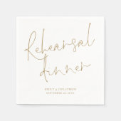 Elegantes Gold Script Hochzeit Probe Dinner Serviette (Vorderseite)