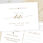 Elegantes Gold Script, Hochzeit speichern das Datu Postkarte