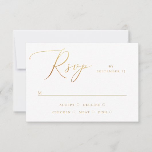 Elegantes Gold-Script | Klassische Minimalistische RSVP Karte (Vorderseite)