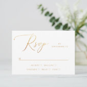 Elegantes Gold-Script | Klassische Minimalistische RSVP Karte (Stehend Vorderseite)
