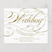 Elegantes Gold Script kurvt Text Hochzeit Einladun (Vorderseite)