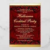 Elegantes Gold Script Lace Halloween Cocktail Part Folieneinladung (Vorderseite)