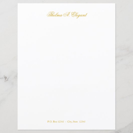 Elegantes Gold Script Letter Stationary Paper (Vorderseite)