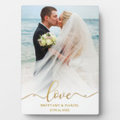 Elegantes Gold Script Liebe Wedding Foto Fotoplatte (Vorderseite)