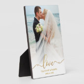 Elegantes Gold Script Liebe Wedding Foto Fotoplatte (Seite)