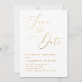 Elegantes Gold-Script | Minimalistische klassische Save The Date (Vorderseite)