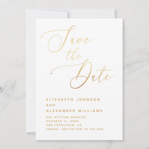 Elegantes Gold-Script Minimalistische klassische Save The Date