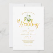 Elegantes Gold Script Mistletoe Foto Winter Weddin Einladung (Vorderseite)
