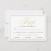 Elegantes Gold Script mit Essensoptionen RSVP Karte (Vorderseite)