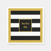 Elegantes Gold-Script mit schwarzen und weißen Str Serviette (Vorderseite)