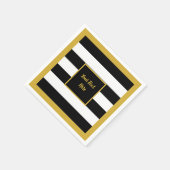 Elegantes Gold-Script mit schwarzen und weißen Str Serviette (Ecke)