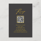 Elegantes Gold Script Modernes Gray QR Wedding RSV Begleitkarte (Vorderseite)