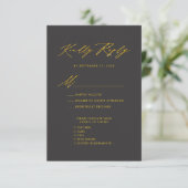 Elegantes Gold Script Modernes Gray Wededing UAWG Begleitkarte (Stehend Vorderseite)