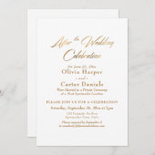 Elegantes Gold-Script nach der Hochzeit Einladung (Vorne/Hinten)