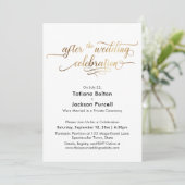 Elegantes Gold-Script nach der Hochzeit Einladung (Stehend Vorderseite)