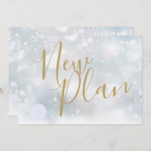 Elegantes Gold Script Neuer Plan Winterevent Save The Date (Vorne/Hinten)